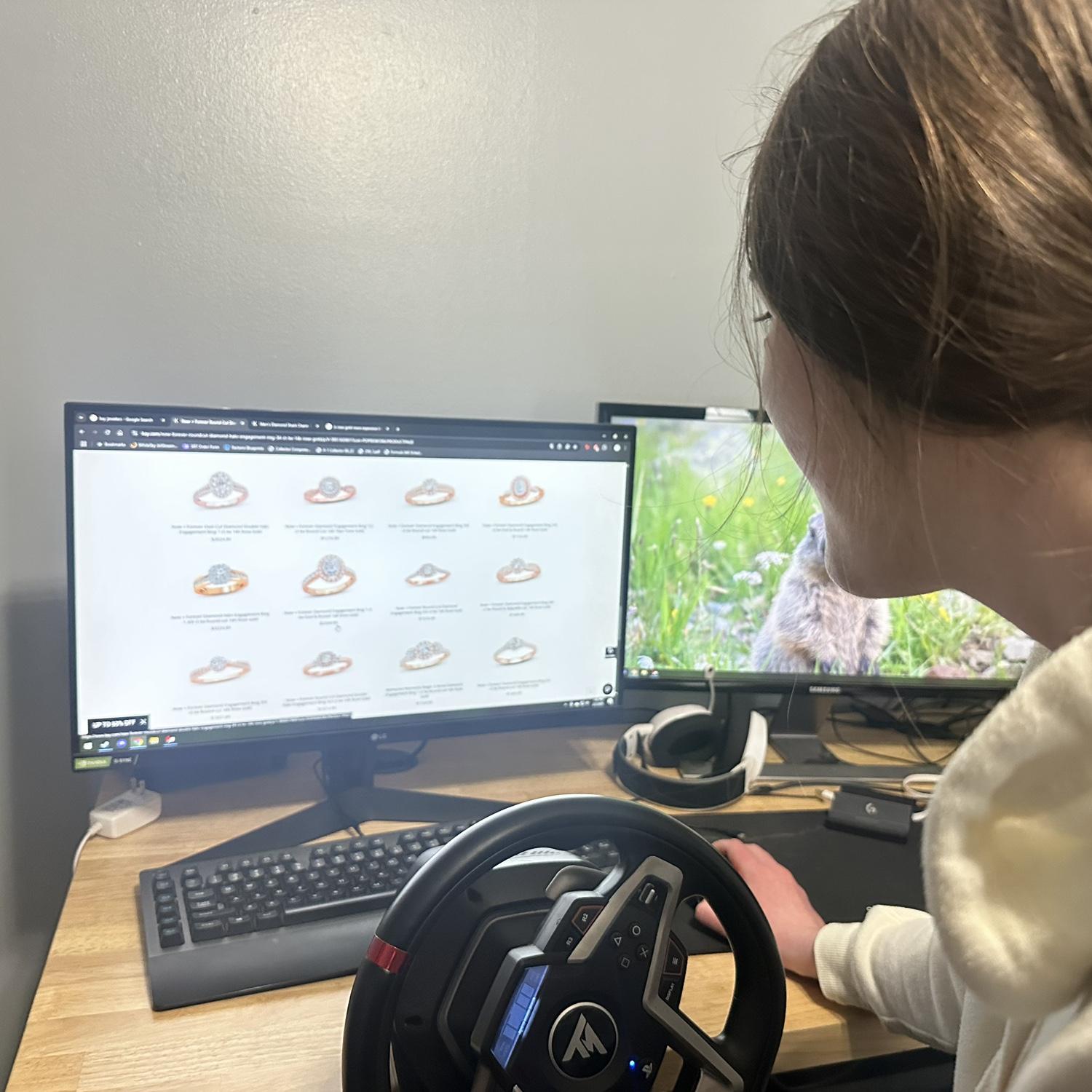 Julia Looking at Rings. She didn't know James already got the ring, 2025.