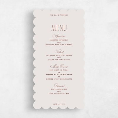 Grey Scalloped Wedding Menu - Solange
