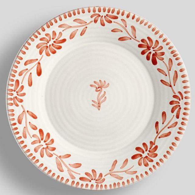 Terracotta Hand Painted Dinner Plates, Set of 4 - Terracotta