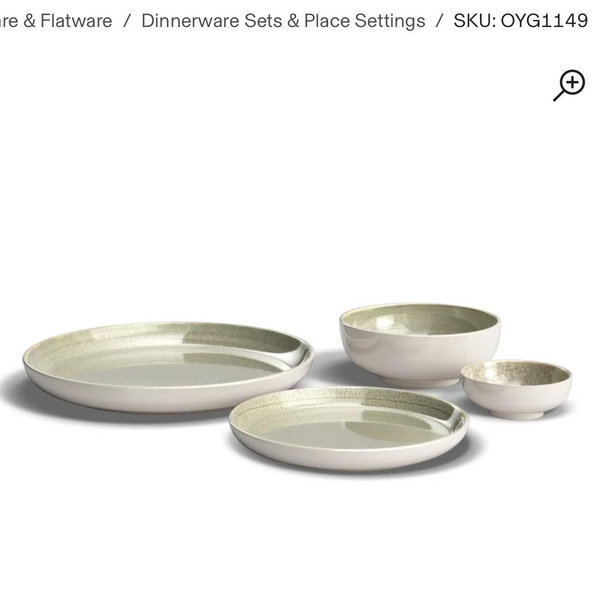 Resona Stoneware 16 Piece Dinnerware Set - Service for 4 | Moss Green