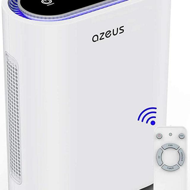 AZEUS Air Purifier Large Room Up to 540 ft², CADR 210+ CFM, True HEPA Filter Air Cleaner for Bedroom, Smart Sensor, UV-C Sanitizer Eliminates Pet Dander, Germs, Mold, Odors, Night Light