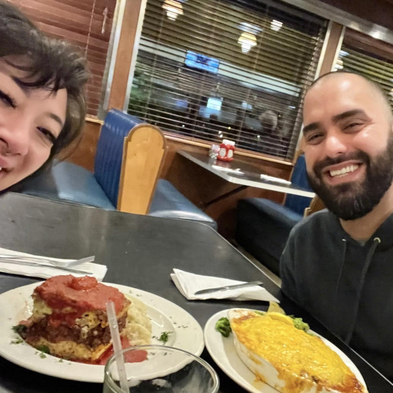 Our first dinner together after I moved in from NY.