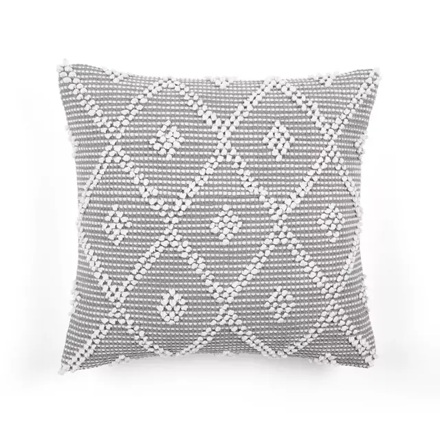 Lush Décor Adelyn Square Throw Pillow Cover in Light Grey