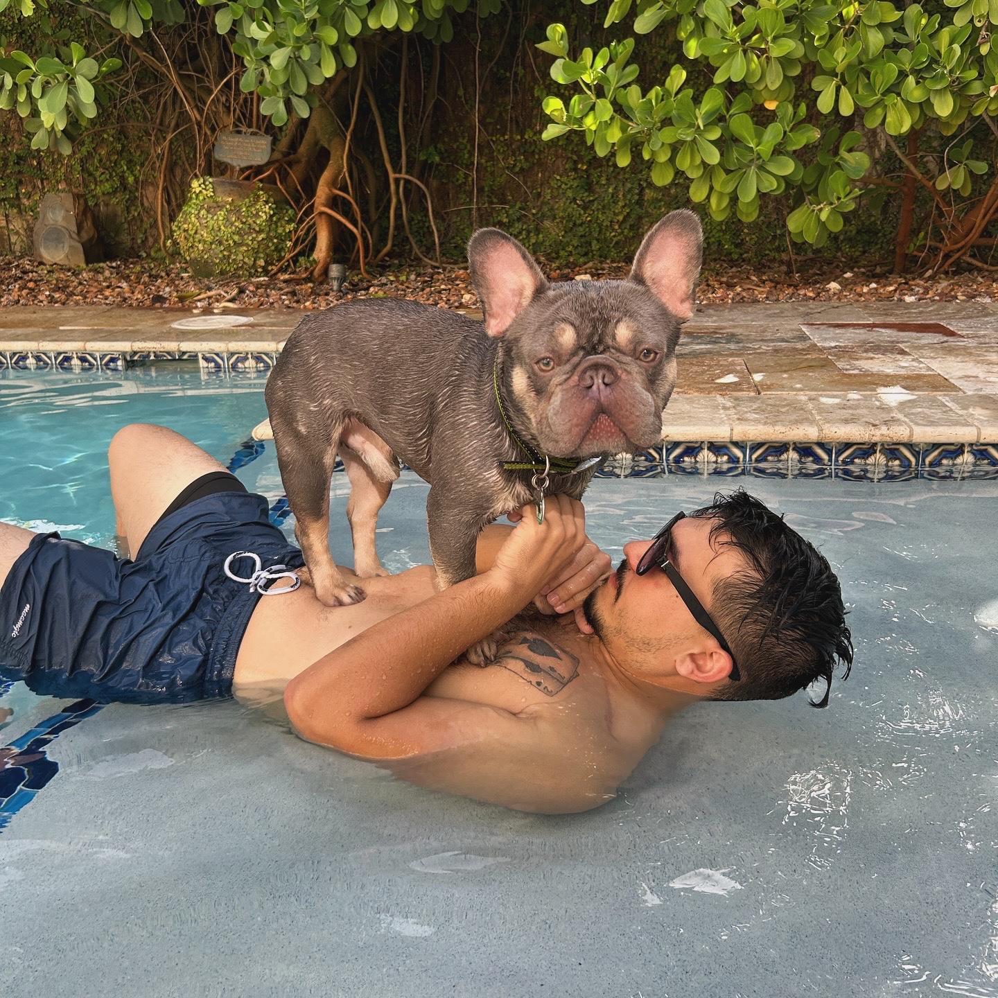 Pool day with our furry friend Stitch! 6/8/25