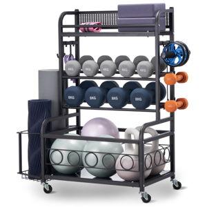 Home Gym Workout Equipment Organizer Yoga Mat Storage Weight Rack Dumbbell