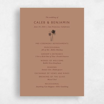 Camel, Brown Wedding Program - Anacostia