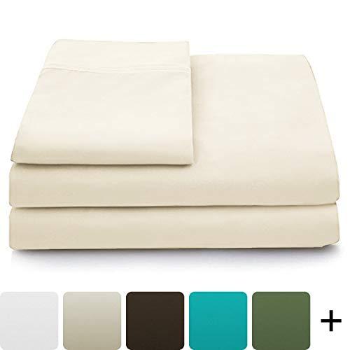 Cosy House Collection Luxury Bamboo Bed Sheet Set - Hypoallergenic Bedding Blend from Natural Bamboo Fiber - Resists Wrinkles - 4 Piece - 1 Fitted Sheet, 1 Flat, 2 Pillowcases - Queen, Cream