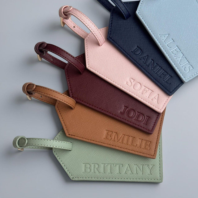 Blind-Embossed Personalized Luggage Tag Saffiano PU Leather Travel Gift