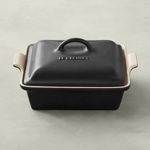 Le Creuset Stoneware Shallow Square Covered Baker, Matte Black