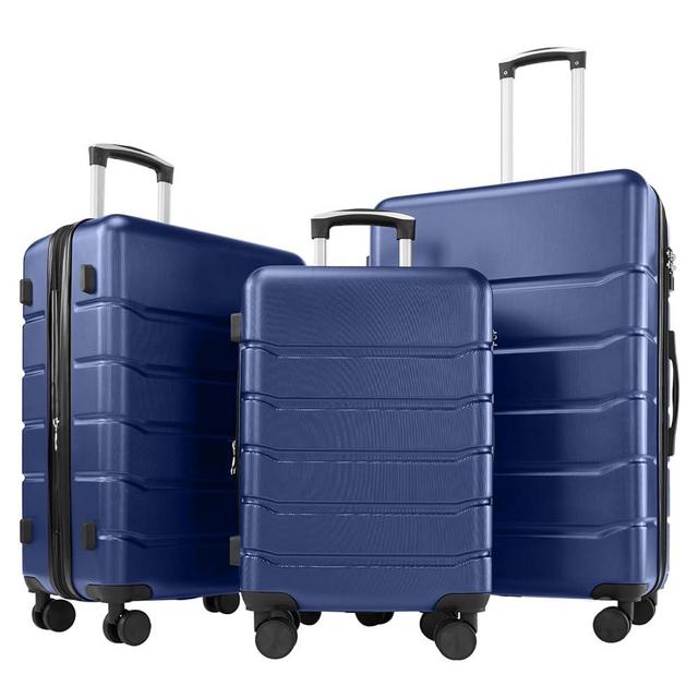 Sweetcrispy 3-Piece Luggage Sets, Hard Shell ABS Suitcases with Double Spinner Wheels, Lightweight Expandable Rolling Travel Luggage with TSA Lock