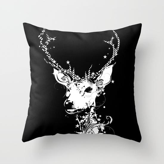A white deer head throw blanket