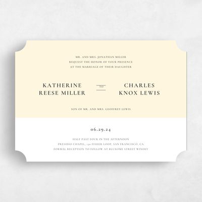 Yellow Ticket Wedding Invitation - Potter Classic