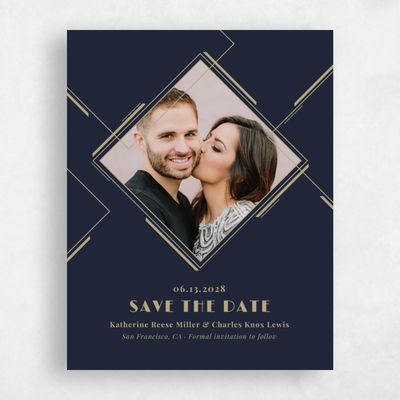 Navy, Blue Wedding Save the Date - Baker Portrait