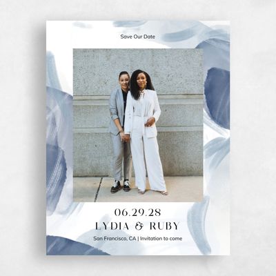 Grayed Cobalt, Blue Wedding Save the Date - Staton Photo
