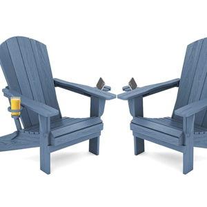 SERWALL Folding Adirondack Chair, Set of 2, - Navy