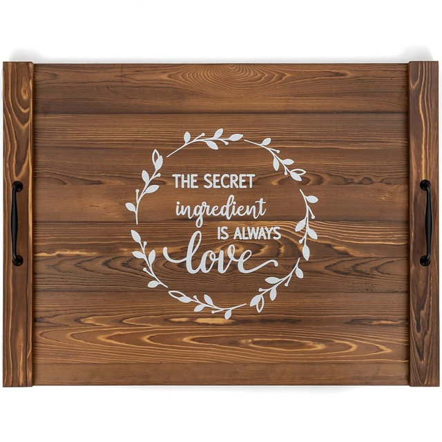 Noodle Board Stove Cover with Handles, Sink Wood Stove Top Covers for Electric & Gas Stove, RV Stove Burner Cover, Farmhouse Decorative Wooden Tray for Kitchen-The Secret Ingredient Is Always Love
