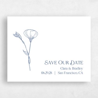 White Wedding Save the Date - Flora Landscape