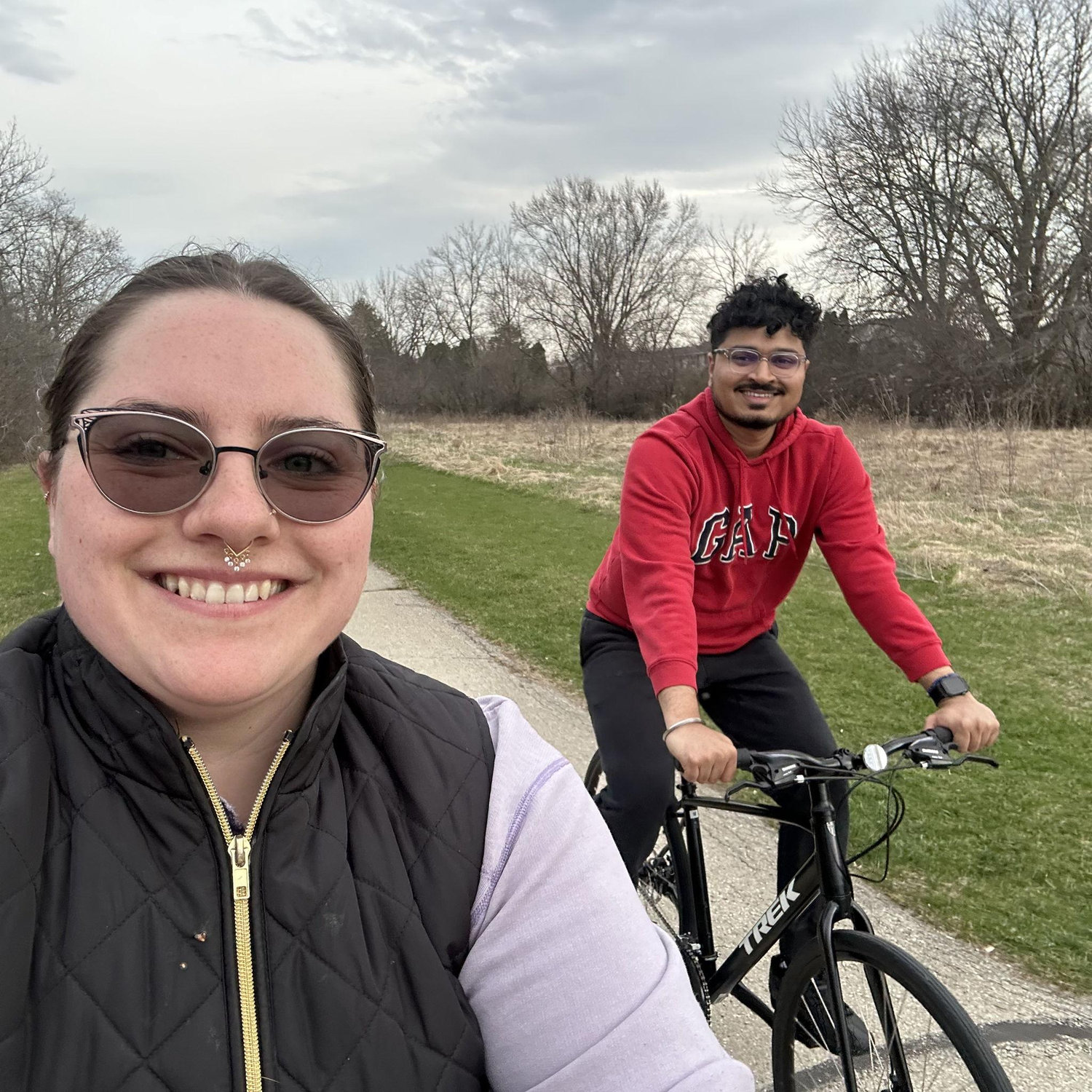 We bought bikes! I (Mac) did lose the race back to the care.