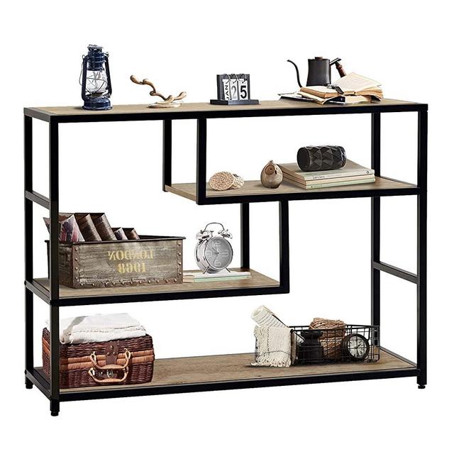 Linsy Home Console Table, Sofa Table for Entryway with Storage Shelf, Wood Look with Metal Frame,LS209N1-A