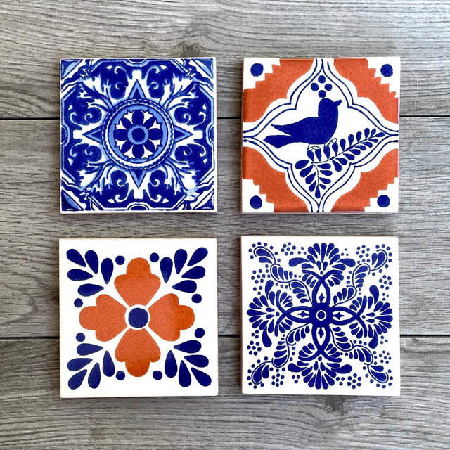 Choose Your Own Set of 4 Mexican Tile Coasters - Mix And Match
