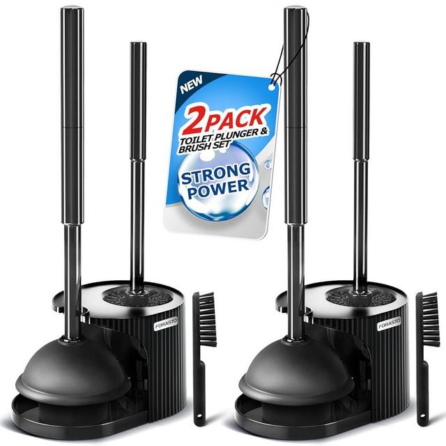 FORASTO 2Pack 2 in 1 Toilet Brush and Plunger Set,Toilet Bowl Brush Plunger Set,Toilet Brush Plunger Combo,Cleaning Brush,Cleaning Supplies,Groove Gap Brush,Bathroom Cleaning Tools