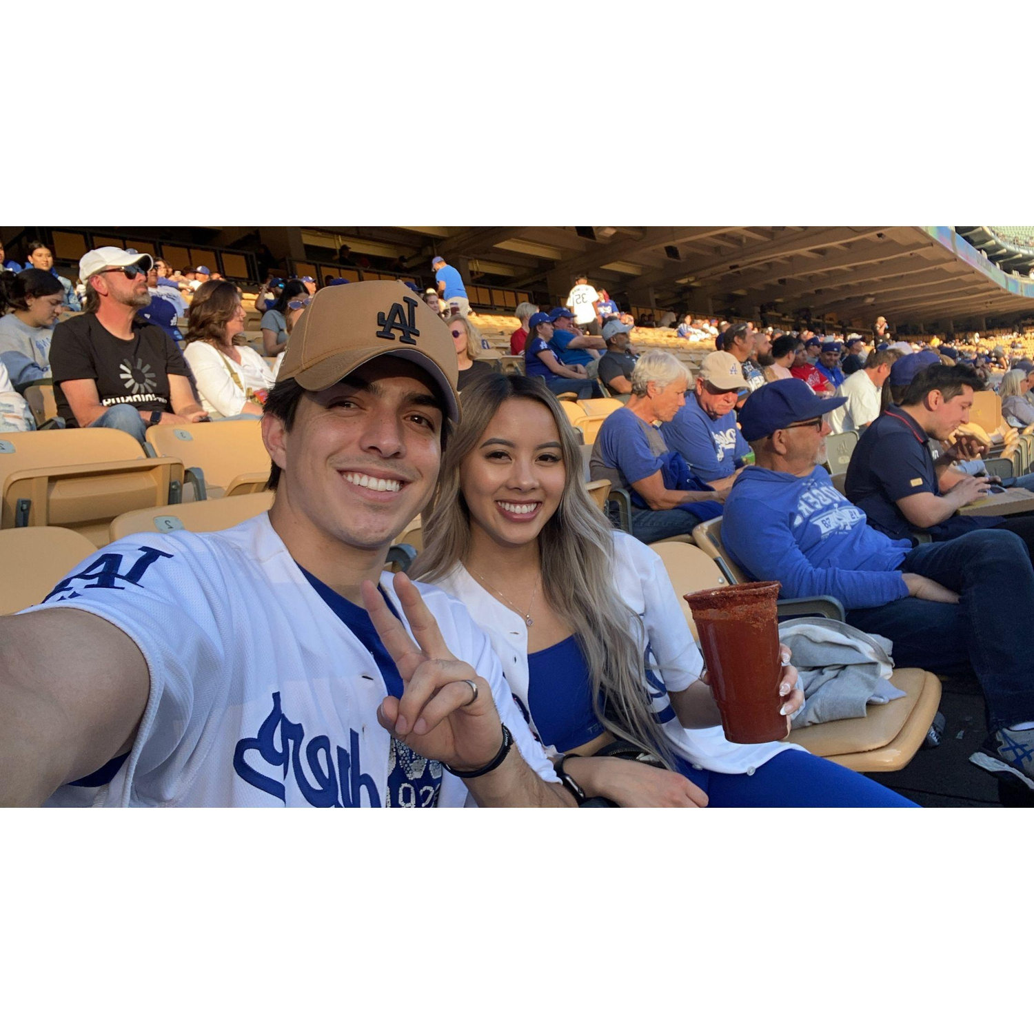 May 12, 2022 - Celebrating their birthdays at Dodger Stadium (May babies!). Michelle was tired so they left at the 7th inning. During the 8th inning, the Dodgers scored FOUR runs. Enough said...