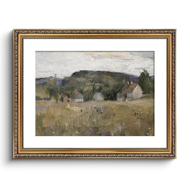 VIYYIEA Gold Framed Wall Art Canvas Print Home Decor Vintage Landscape Art Prints Wall Decor Abstract Serene Countryside Scene Wall Prints Mid Century Modern Decor for Living Room Bedroom 16x20in