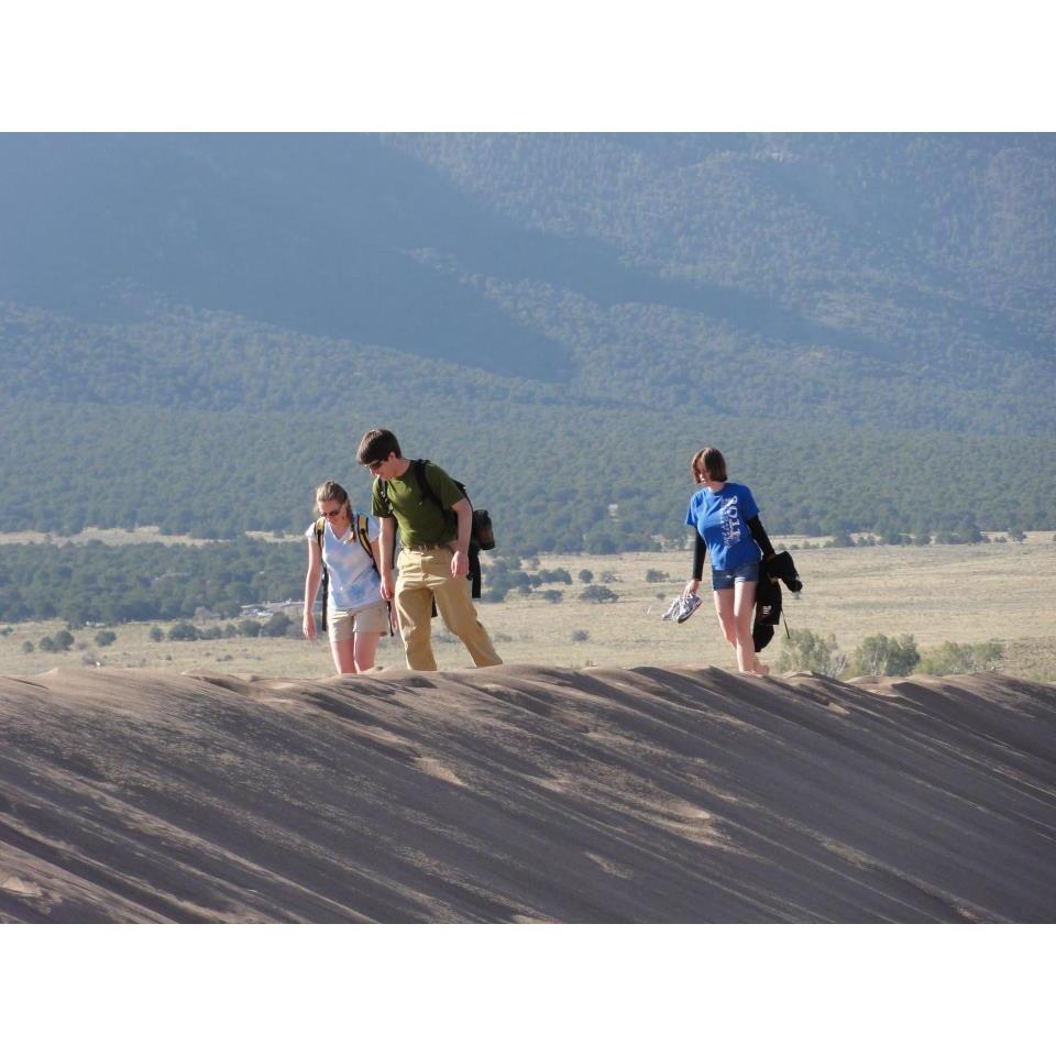 Hiking the Great Sand Dunes in Colorado, on the field trip where we first met! 2011