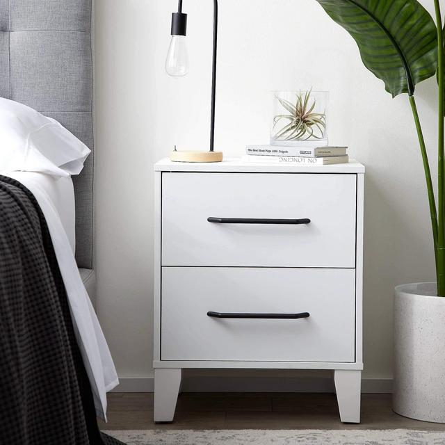 Edenbrook Daley Two Drawer Nightstand-Modern Design-Easy Assembly End Table, White Dresser