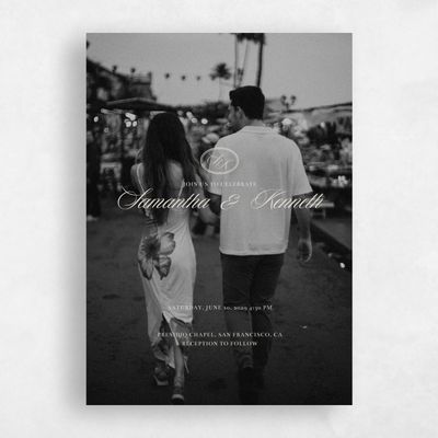 Classic Greige, Beige Wedding Invitation - Cillian Photo