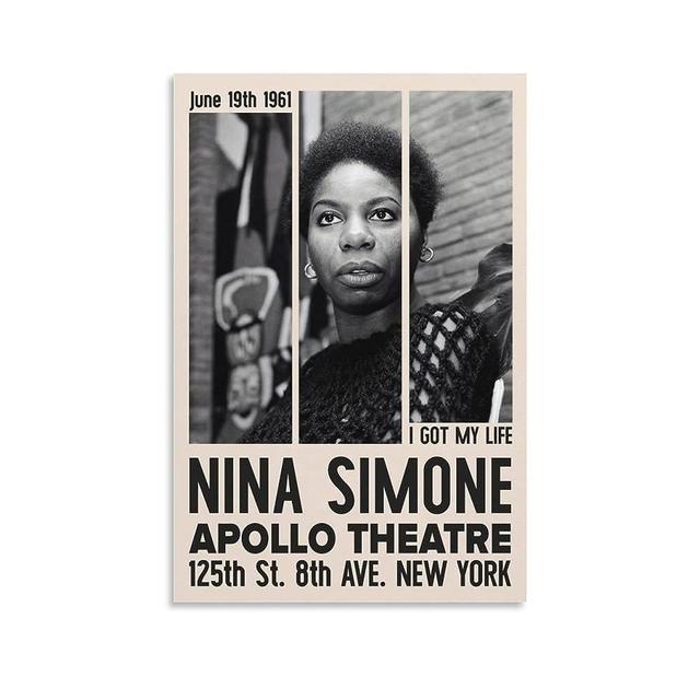 Nina Simone Black Feminism Black And White Retro Poster Wall Art Paintings Canvas Wall Decor Home De Canvas Painting Posters And Prints Wall Art Pictures for Living Room Bedroom Decor 16x24inch(40x60