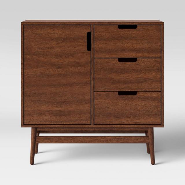 Ellwood 1 Door Mid Century Modern Wood Cabinet with Drawers Brown - Project 62™
