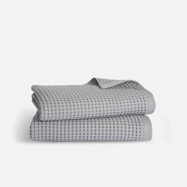 2 Gray Waffle Bath Towels