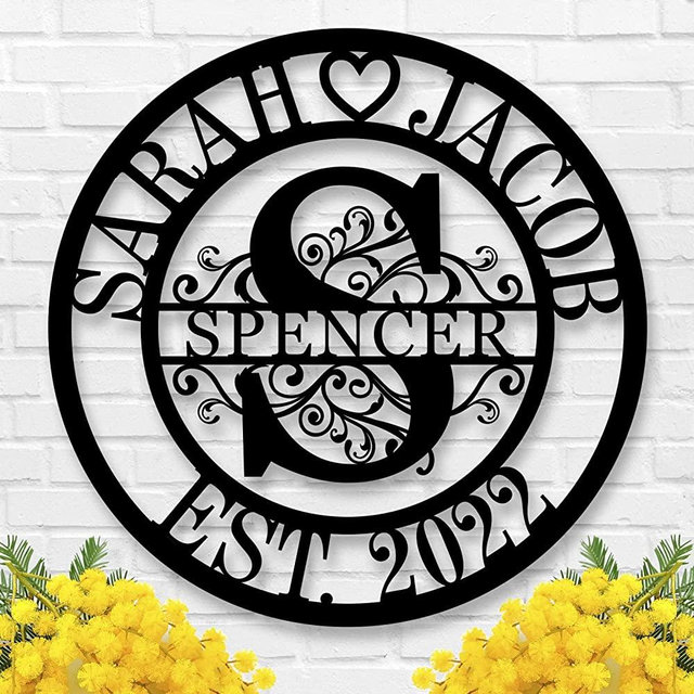 Personalized Last Name Metal Signs Personalized Family Name Sign Monogram Wall Decor Custom Last Name Sign Metal Wall Art Split Letter Name Sign Door Hanger Outdoor Metal Sign Wedding Gift