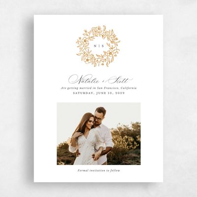 Ochre, Orange Wedding Save the Date - Elaina Photo