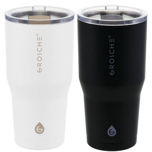 GROSCHE YUKON 20 OZ Insulated Travel Mug, Coffee Tumbler with Slider Lid , Pack of 2