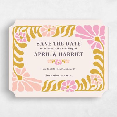 Beige Ticket Wedding Save the Date - Bellefleur Landscape