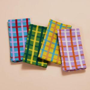 Woven Plaid Napkins - Mixed Set of 4
