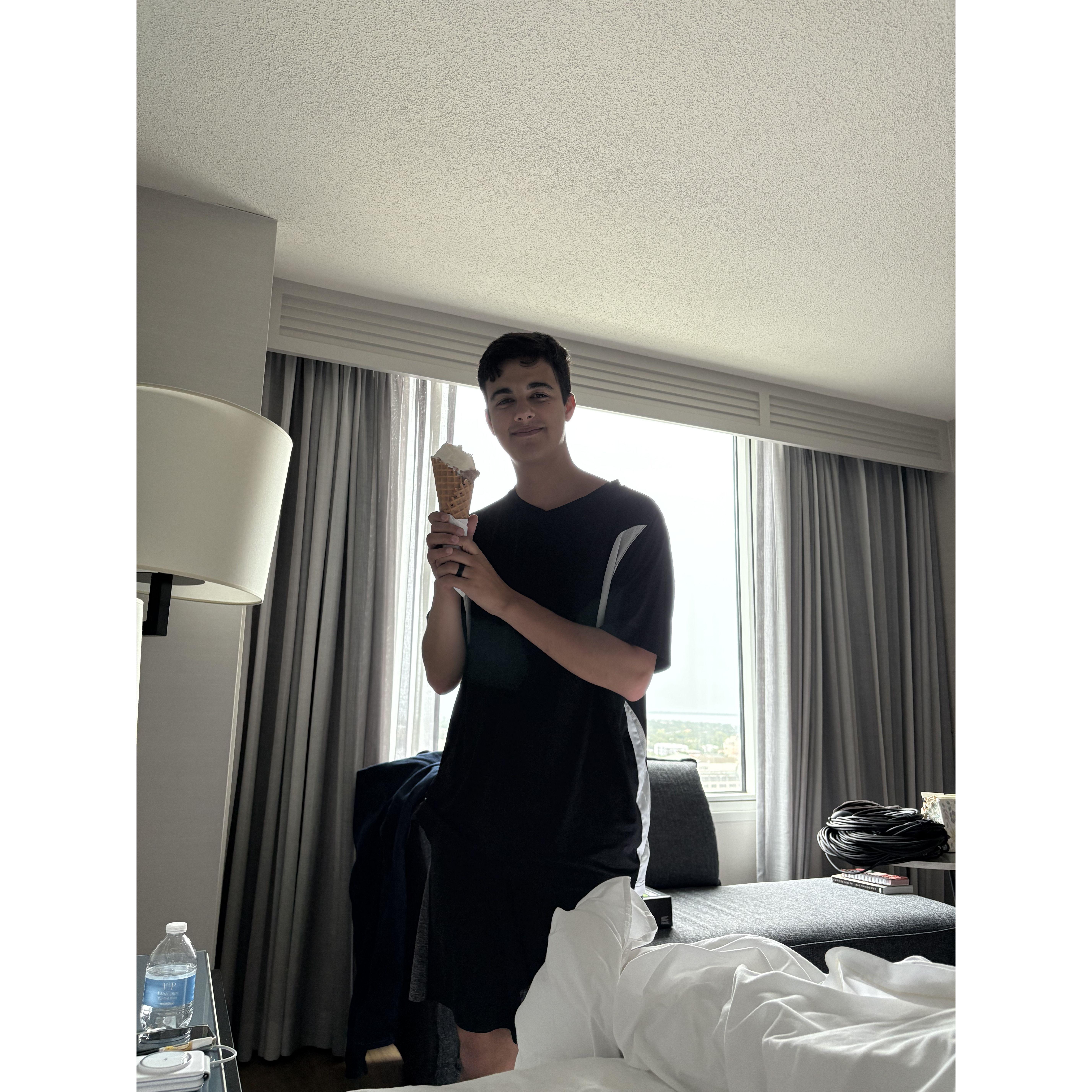 Colin and his ice cream which he eats almost daily ;)