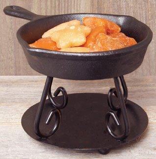 Cast Iron Skillet Black Metal Base Mini Melt Wax Warmer Tart Burner Country Primitive Décor