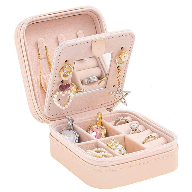 Travel jewelry case Travel jewelry box Travel Jewelry Organizer Small Jewelry Organizer Box for Girls Women with Mirror