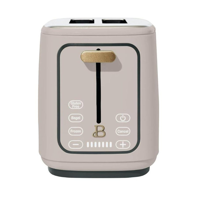 Beautiful 2-Slices Toaster by Drew Barrymore with Touch‑Activated Display, 7 Shade Settings, Bagel/Frozen/Gluten‑Free Presets, Extra‑Wide Self‑Adjusting Slots (Porcini Taupe)