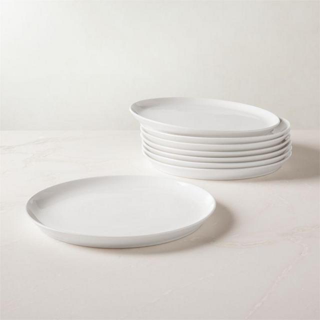 Set of 8 Contact White Dinner Plates