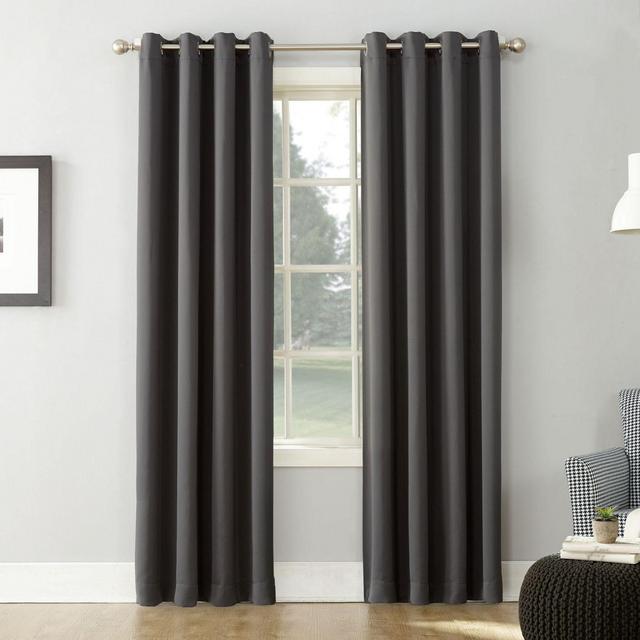 Sun Zero® Saxon 84-Inch Grommet Curtain Panel in Charcoal (Single)