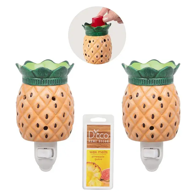 Plug-in Fragrance Wax Melt Warmers - Electric Scented Tart, Oil & Candle Warmer w 4 Guava Pineapple Cubes
