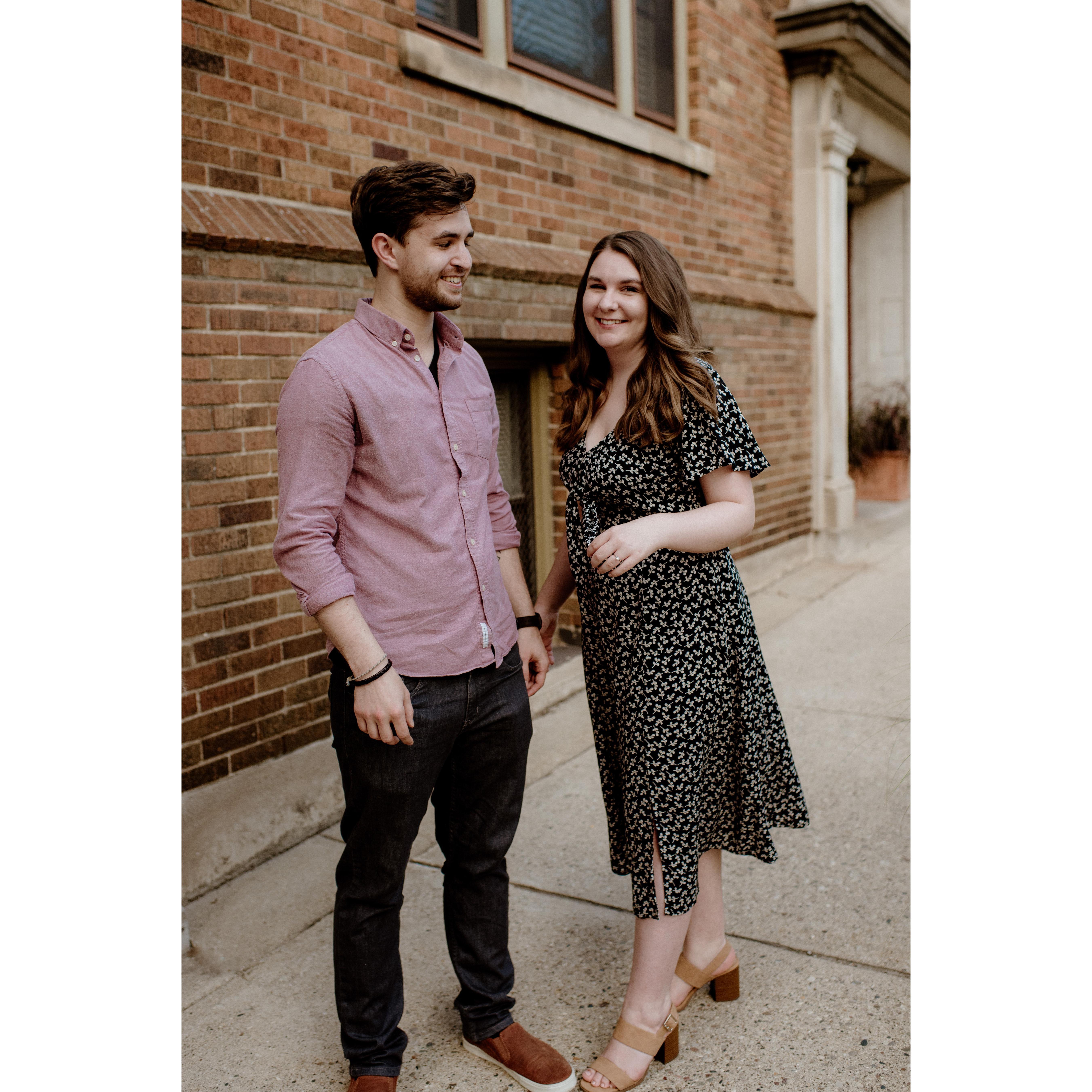 We took a few photos in front of the Grand Rapids building where we first lived together.