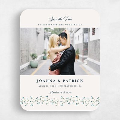 Beige Rounded Wedding Save the Date - Ginevra Photo