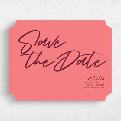 Pink Ticket Wedding Save the Date - Bahama Landscape