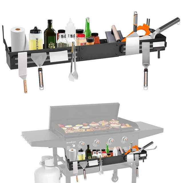 Sivsis Front Griddle Caddy for Blackstone 36 Inch With Two Magnetic Tool Holders, Large Capacity for Blackstone Griddle Accessories 36 Inches Bottle Storage, Easy Front Access, Black Stone Caddy