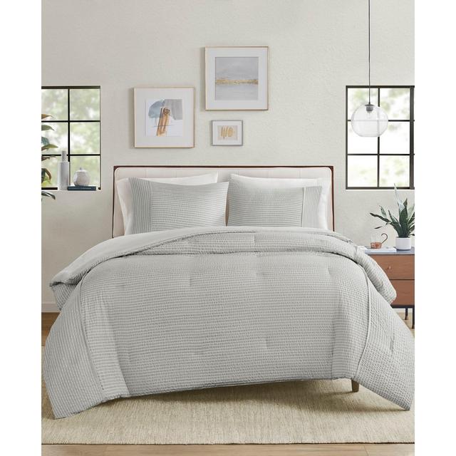 Beautyrest Apollo 3 Piece Striped Seersucker Oversized Comforter Set, Full/Queen